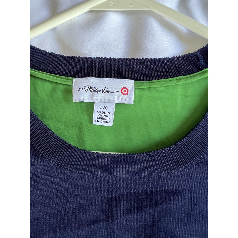 3.1 Phillip Lim for Target Sweater‎ Womens Large Navy Green Mixed Media Pullover - Picture 6 of 14